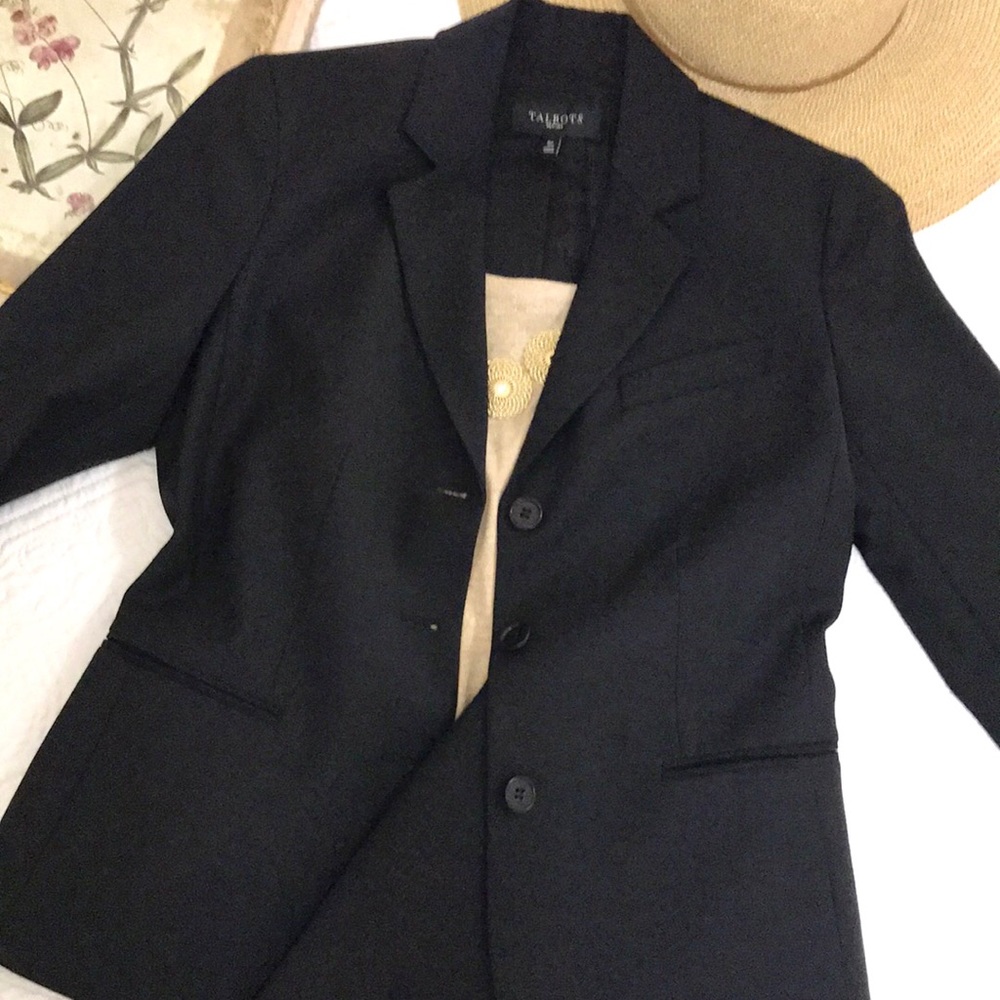 Talbots Seasonless Wool Suit Black 6 Petite